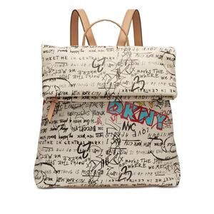 DKNY Graffiti White Iconic Tilly Foldover Backpack Bag New Without Tags